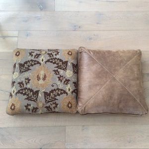 Set of 2 gorgeous leather throw pillows for sofa
